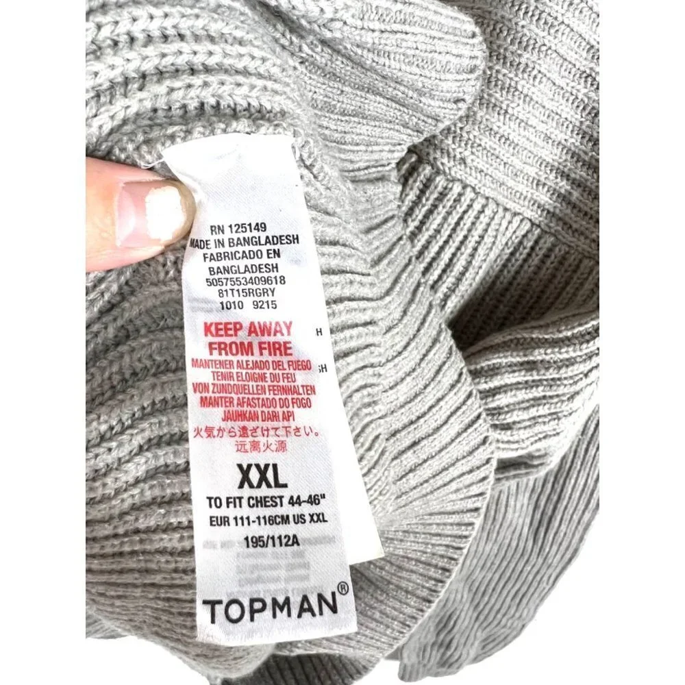 Topman gray cowl neck sweater men’s size‎ XXL
